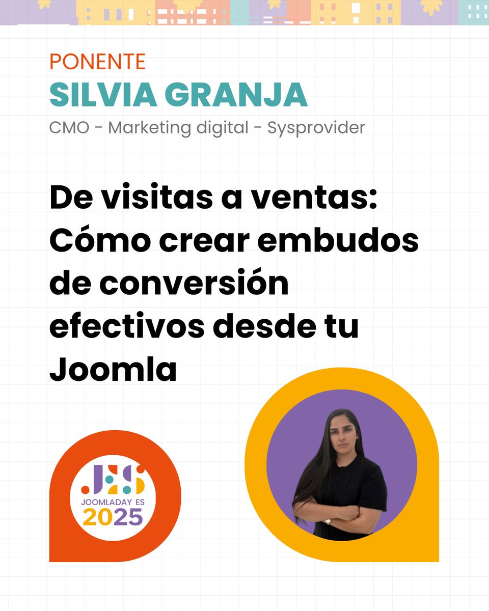 JoomlaDayES's tweet image. 🎤 ¡#JoomlaDayES2025 suma otra ponente de lujo! 
👉 Silvia Granja nos mostrará cómo crear embudos de conversión efectivos con Joomla.
Más info 👉 jday.joomlaes.org/blog/silvia-gr…
#JoomlaES #MarketingDigital #EmbudoDeConversión #OpenSource