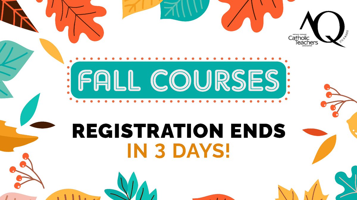 Hey #CatholicTeachers – Fall AQ Course registration ends in 3 days (Oct 6)!

📚From Mathematics to Teaching English Language Learners, take a look at our course offerings below &amp; register before it’s too late!

🌐 catholicteachers.ca/For-Your-Caree…