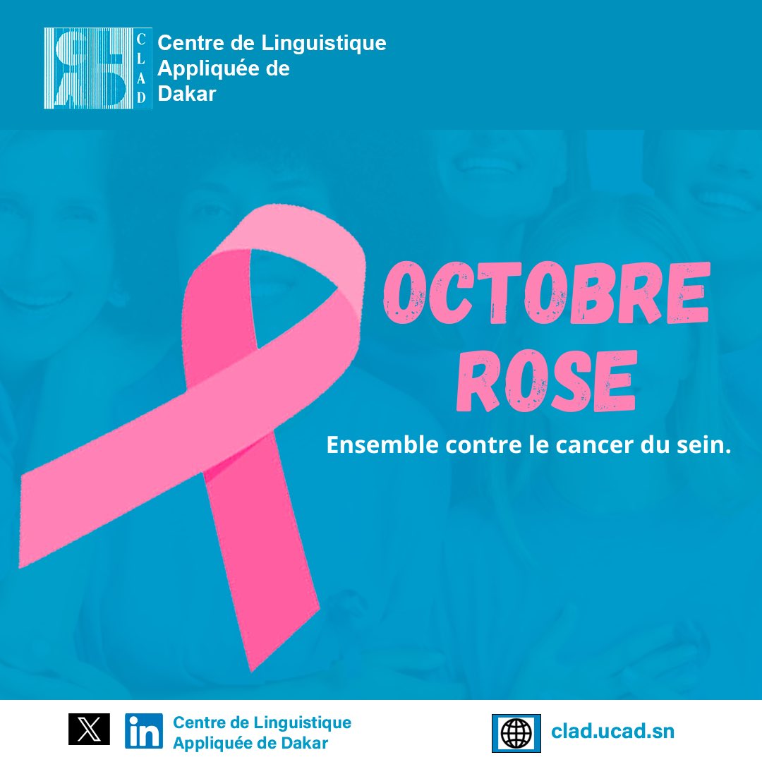 𝐎𝐜𝐭𝐨𝐛𝐫𝐞 𝐑𝐨𝐬𝐞
Le CLAD s’engage aux côtés de toutes les femmes dans la lutte contre le cancer du sein. 

Chaque action compte : sensibiliser, informer et encourager le dépistage, c’est déjà sauver des vies.

#octobrerose #CLAD #Sensibilisation #compublique #ucad
