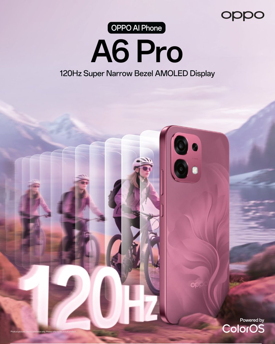 OPPOPakistan's tweet photo. OPPO A6 Pro brings you Pro Smooth like never before.
Experience every detail on the 120Hz Super AMOLED Ultra Bright Display.
#OPPOA6Pro #ProSmooth #AlwaysBePro https://t.co/2qnkqt4LYj