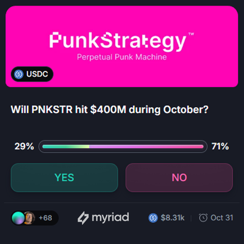 MyriadMarkets's tweet photo. 🔥  Trending Market

Will $PNKSTR hit $400M at any point during October?