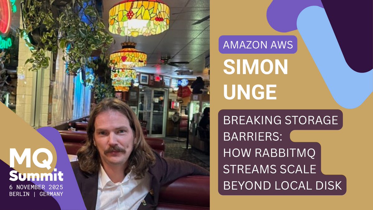 What if your RabbitMQ streams could scale infinitely? Simon Unge  from <a href="/awscloud/">Amazon Web Services</a>  shows how tiered storage breaks disk limits while preserving performance. Save your spot at MQ Summit to learn how mqsummit.com/talks/breaking…