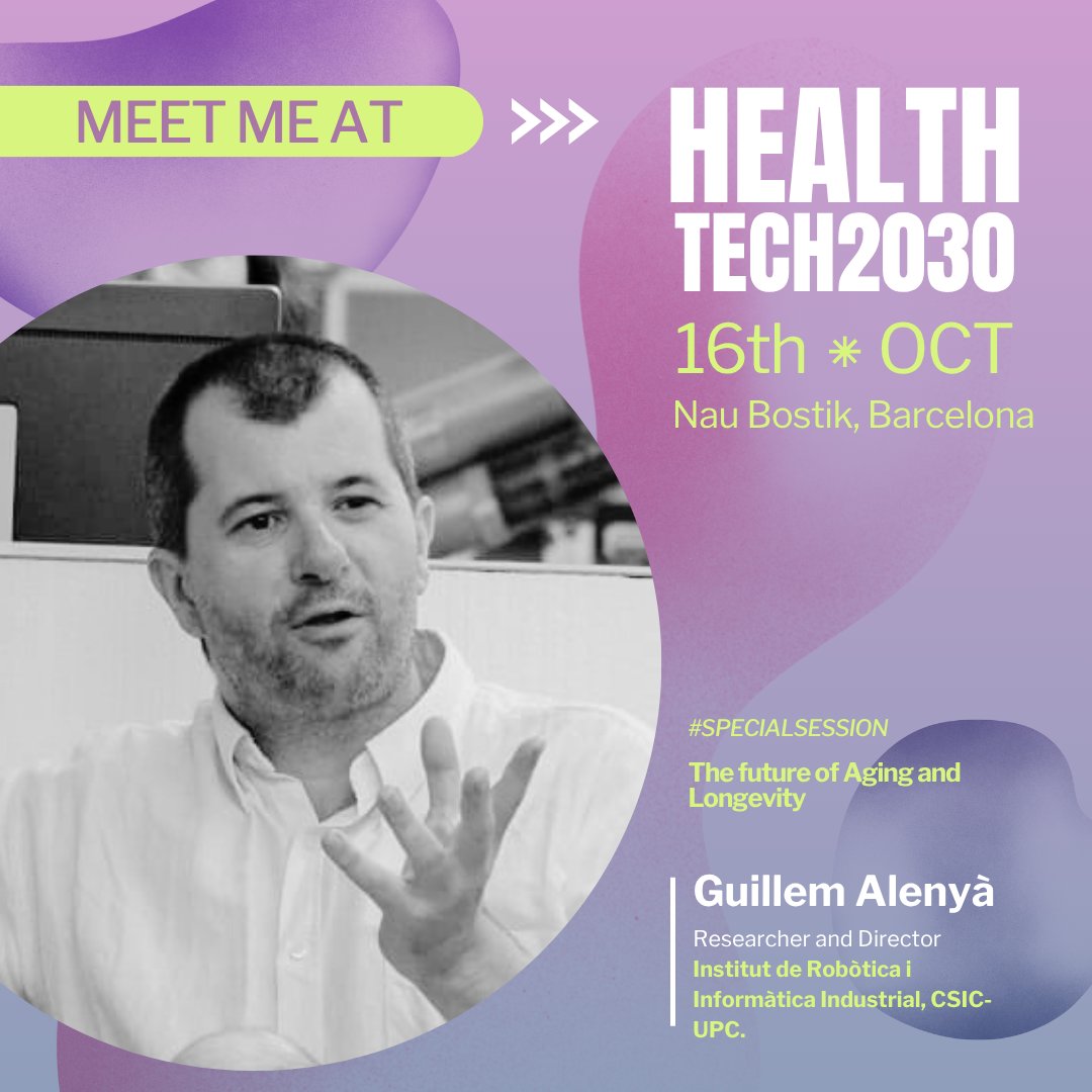 LabORA_robotics's tweet image. 🚀 Thrilled to share our partners will speak at #HealthTech2030 (Oct 16, Nau Bostik #Barcelona), on “The Future of Aging and Longevity” 

🗨️ Aida Ribera and Eva Llarch (@perevirgilicat) &amp;amp; Guillem Alenya (@IRI_robotics )

✅ Registration: healthtech2030.com