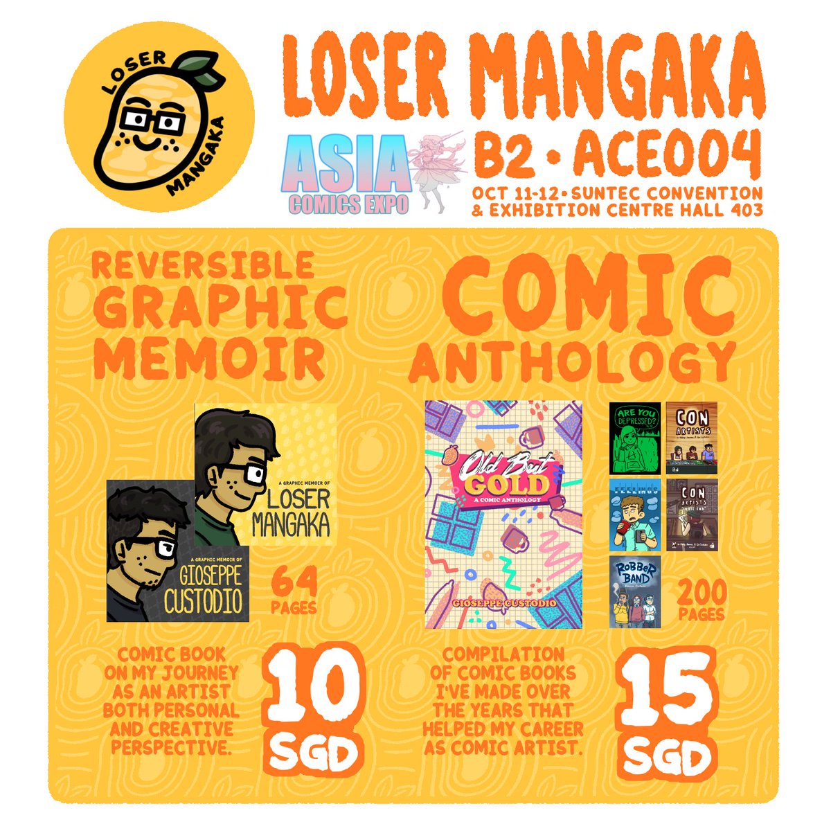 LoserMangaka's tweet photo. Doing my first event in Singapore ❤️✨
Here's my merch catalog for @asiacomics_expo

Asia Comics Expo Vol. 4
📍 Suntec Convention Centre Hall 403
🗓️ October 11 - 12
🕛 12:00pm – 7:00pm

🎟️ Tickets: $10/day | $18/2 days

#ACE004 #AsiaComicsExpo #SGComics #SGCosplay #MeetTheArtists https://t.co/7GqOhFofCn