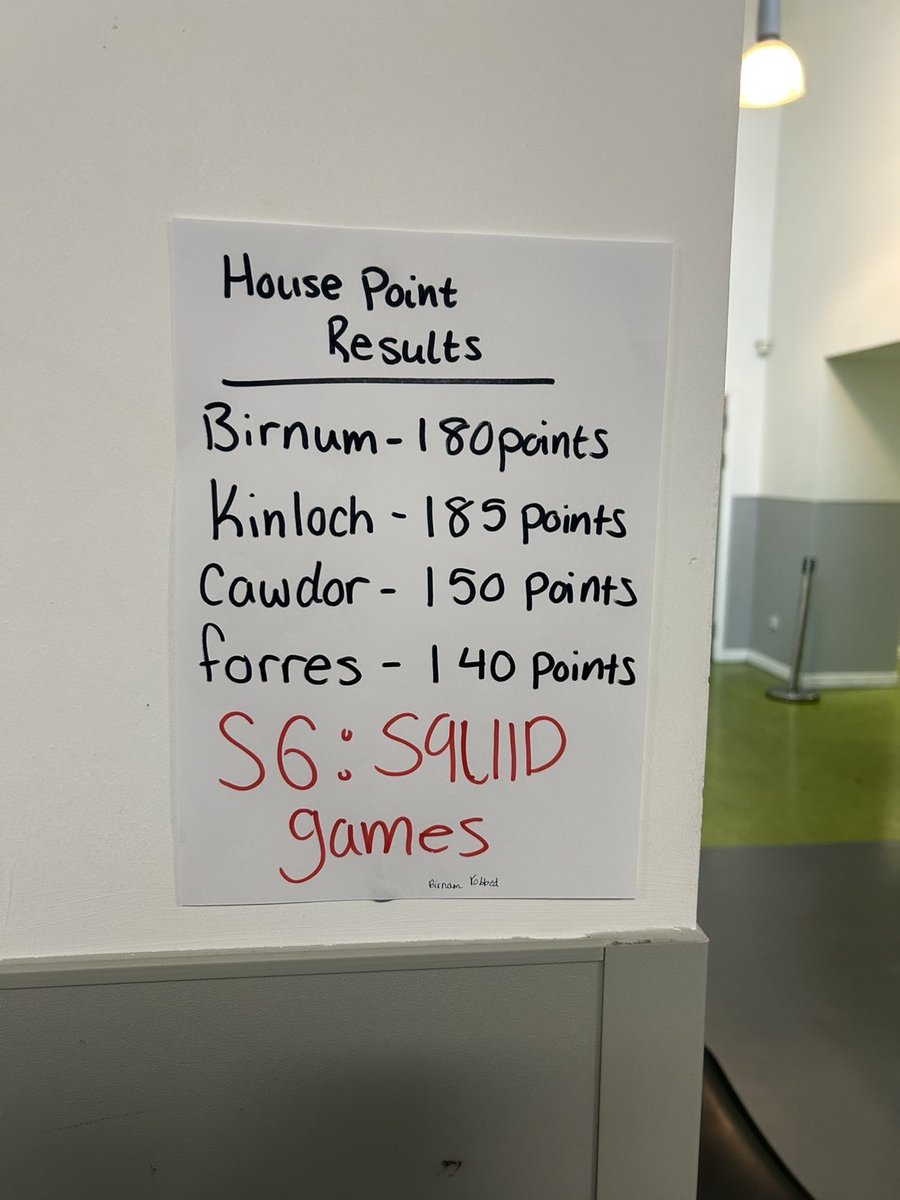 Team Kinloch 💙 came out on top at the Squid Game–themed S6 induction! Winning the most house points was a great way to end the term 🥳