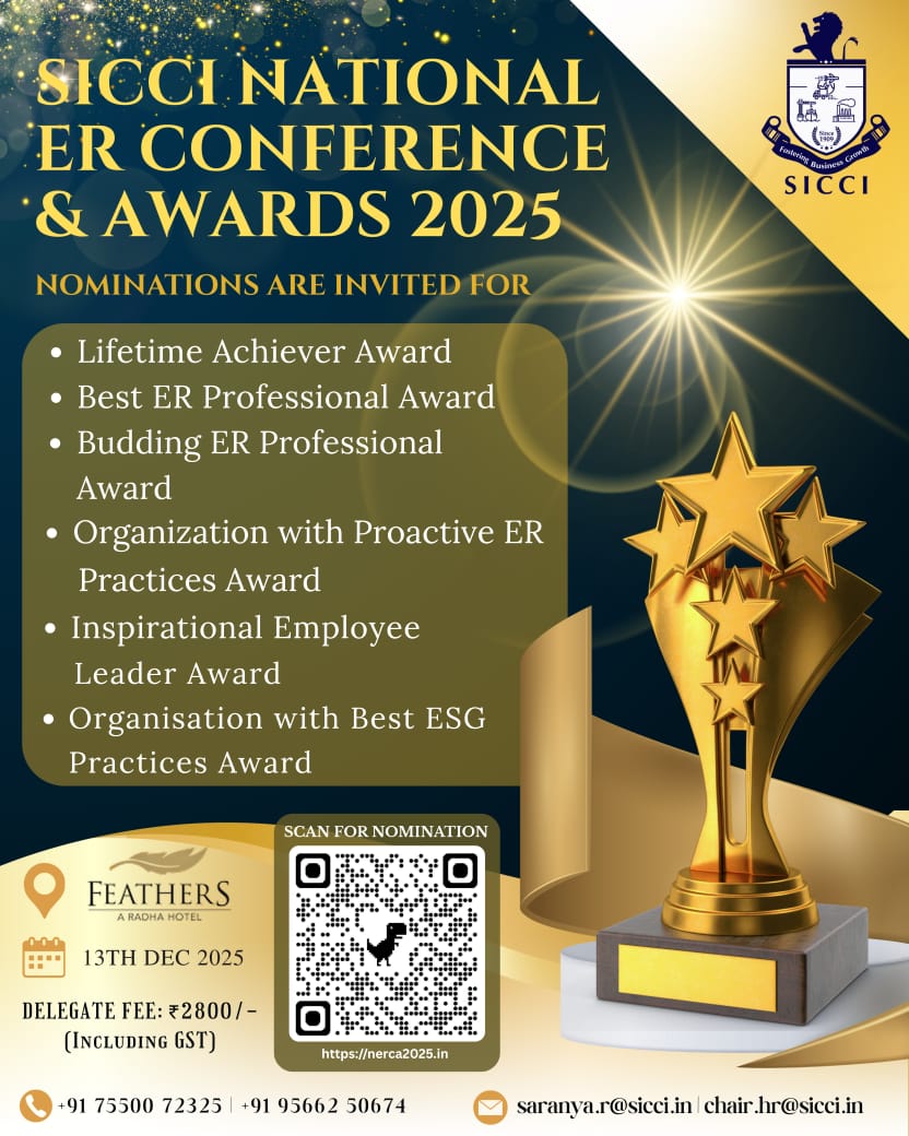 🌟 National Employee Relations Conference &amp; Awards 2025 🌟

Mark your calendars – 13th December at Feathers Hotel, Chennai!

✨ Seats are filling fast – Register now!
👉 Scan the QR code or visit: nerca2025.in

#sicci #futureofwork #networkingevent #awards #leadership