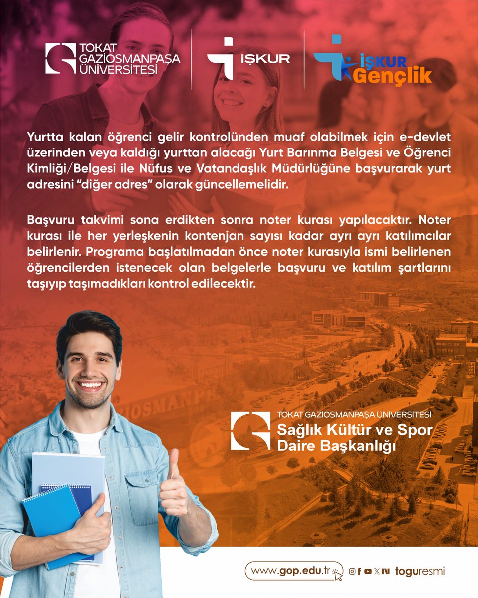 📢 İŞKUR Gençlik Programı Başvuruları Başlıyor! 

Öğrencilerimizin dikkatine‼️

İŞKUR Gençlik Programı başvuruları İŞKUR E-ŞUBE üzerinden online yapılacaktır.

#gaziosmanpaşaüniversitesi