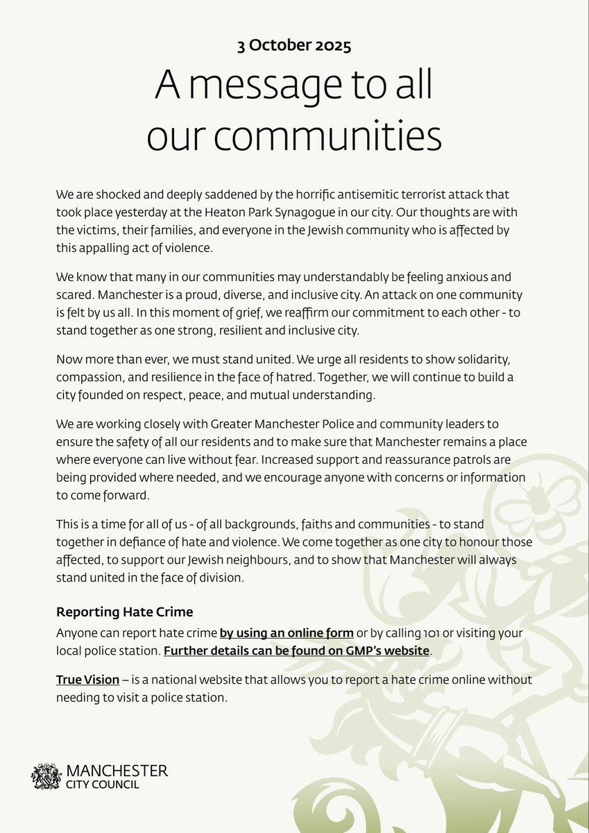 A message to all our communities