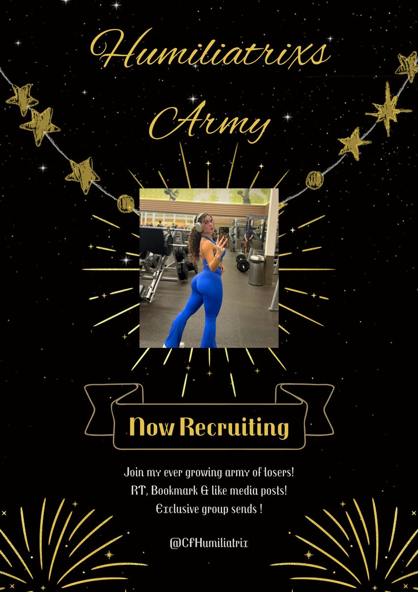 CFHumiliatrix's tweet image. 🎖🎖 I&apos;m recruiting YOU 🎖🎖

All you have to do is interact in any way with this post &amp;amp; I will add you to my exclusive Army 🪖

Now you have the opportunity of a lifetime to serve ME ✨️