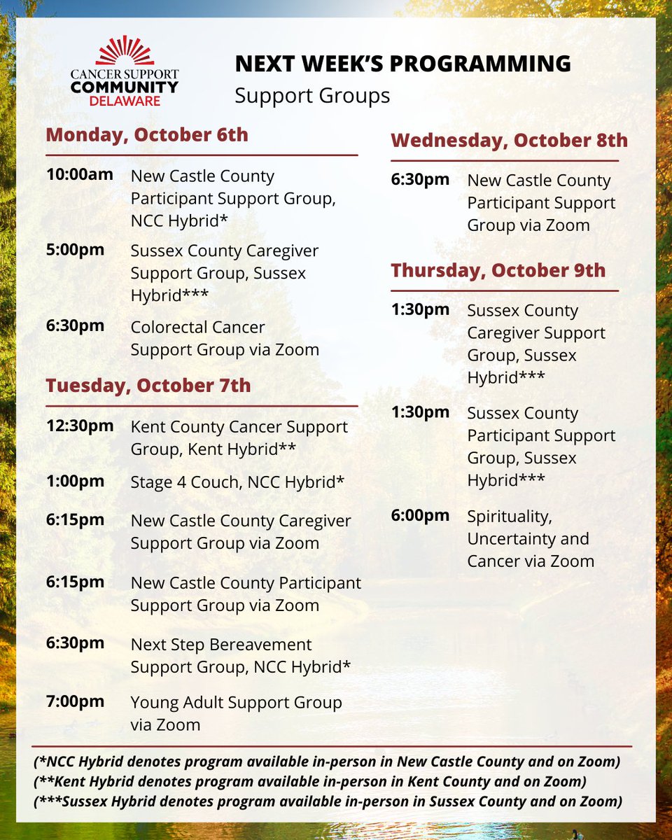 CancerSupportDE's tweet image. Here is what&apos;s coming up next week at #CSCDE

Join us in-person at our Sussex County Office on Monday at 10:30am for Expressive Arts. All supplies provided! Register at form.jotform.com/240085046577156

#CSCDE #CancerSupport #CancerAwareness #MentalHealthAwareness #CancerSurvivor…