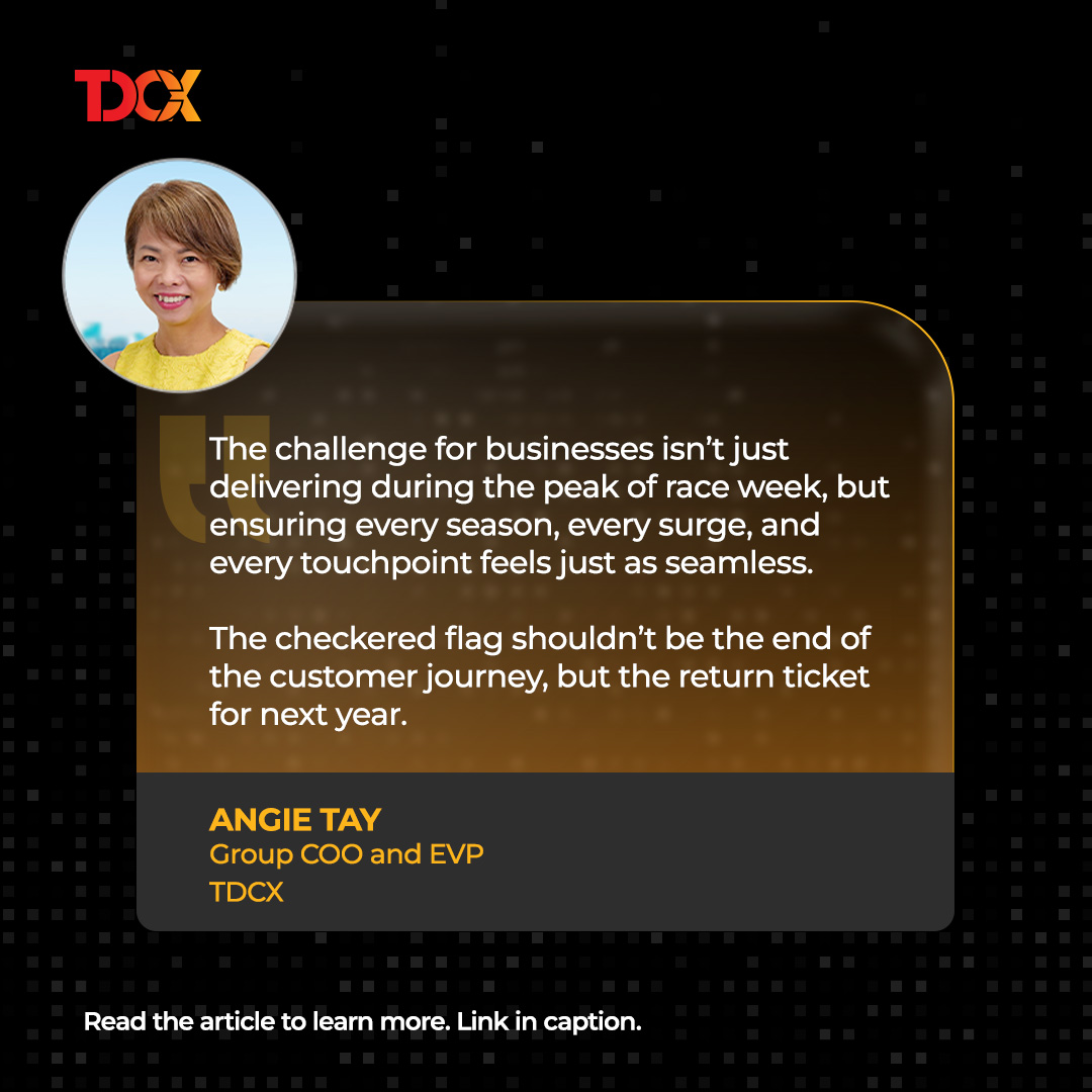 In her latest piece for Singapore Business Review, Angie Tay, our Group COO and EVP, reflects on the 2024 F1 weekend and shares concrete strategies leaders can use to deliver winning customer experiences in 2025.

Read here: bit.ly/4o6HwMR 

#CX #EnableTheFuture