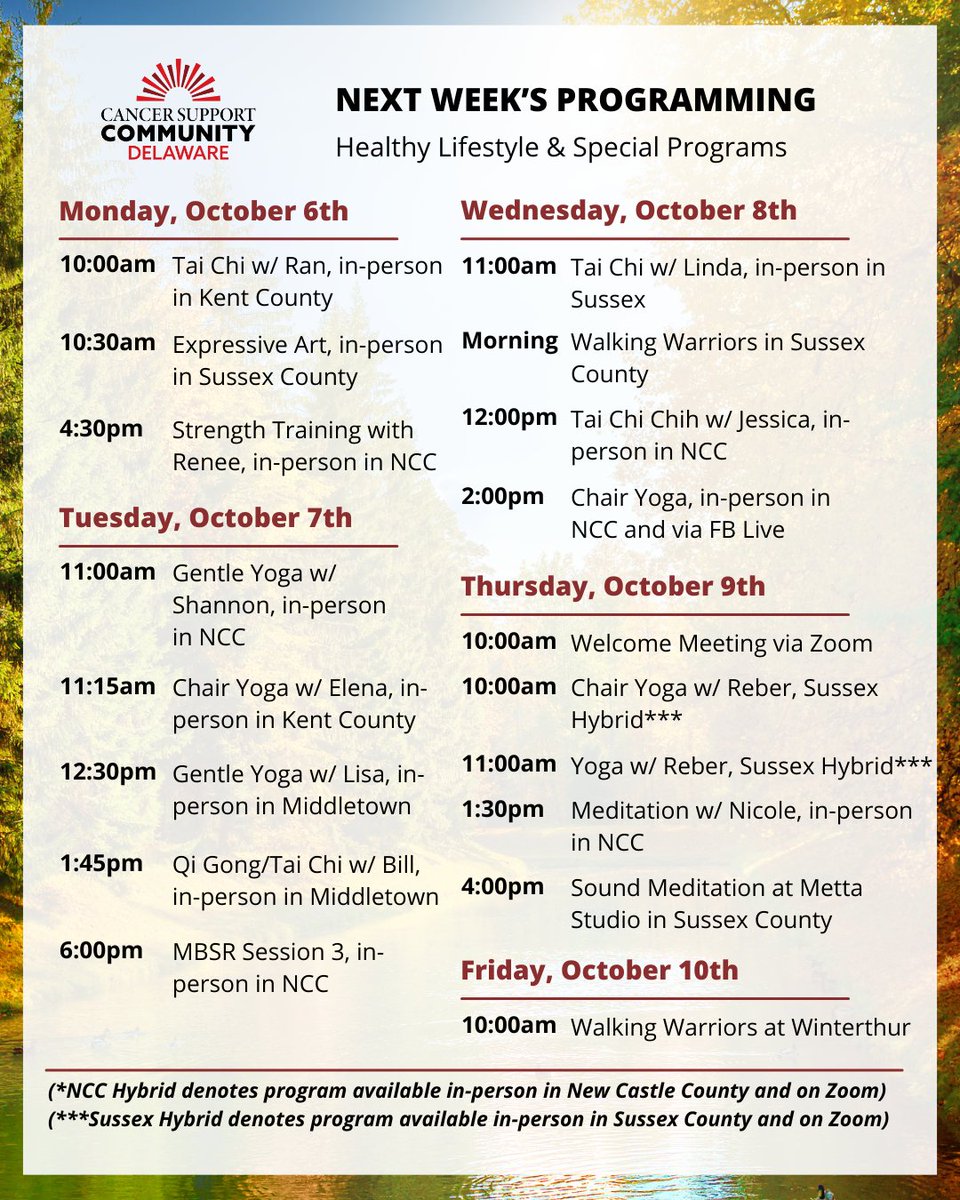 CancerSupportDE's tweet image. Here is what&apos;s coming up next week at #CSCDE

Join us in-person at our Sussex County Office on Monday at 10:30am for Expressive Arts. All supplies provided! Register at form.jotform.com/240085046577156

#CSCDE #CancerSupport #CancerAwareness #MentalHealthAwareness #CancerSurvivor…
