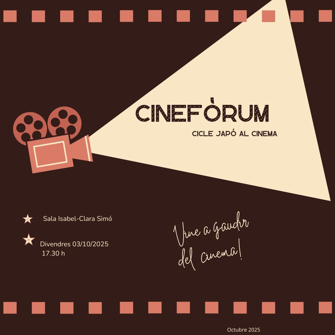 🗓️Divendres 3 d'octubre a les 17.30h darrera sessió de El Japó al cinema al Cineclub dedicada a l'anime.🎞️
#bibliotecastacolomacervello #bpilarinbayes #cinema