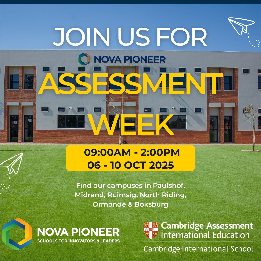 novapioneer_sa's tweet image. Join us for Assessment Week at Nova Pioneer! Looking for a new school? Discover how we inspire curiosity &amp;amp; shape future leaders. Limited spots—secure yours now! RSVP: admissions.sa@novapioneer.com  
#NovaPioneer #AssessmentWeek #FutureReady #ApplyNow