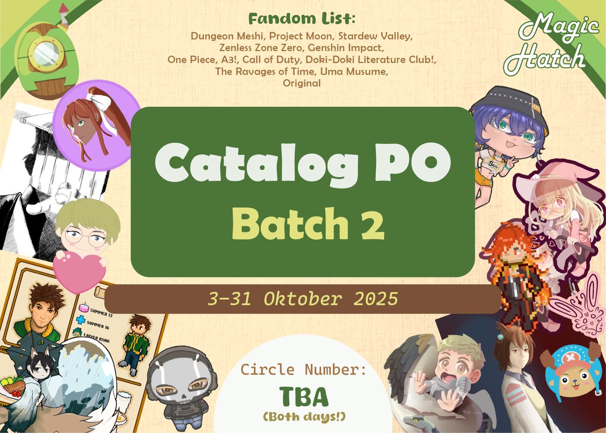 Magic_Hatch's tweet image. 👍&amp;amp;🔁 Appreciated!

Halo itik itik!!

PO batch 2 buat #CF21 sudah dibuka!

Tanggal: 3 - 31 Oktober
Booth: TBA

Form PO @ qr code slide terakhir / link di bio. Mail order available!

See you @ #CF21

#comifuro21 #comicfrontier #comifuro21catalogue #comifuro21preorder #cf21preorder