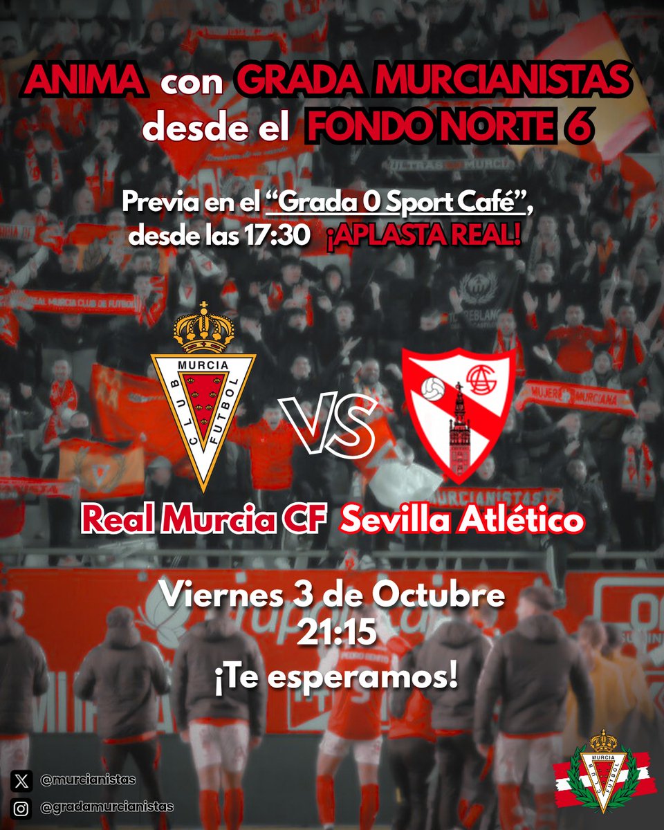 Murcianistas nos vemos a a partir de las 5:30h en el grada cero

¡Anima con la grada Murcianistas!
💪🏻🔴⚪