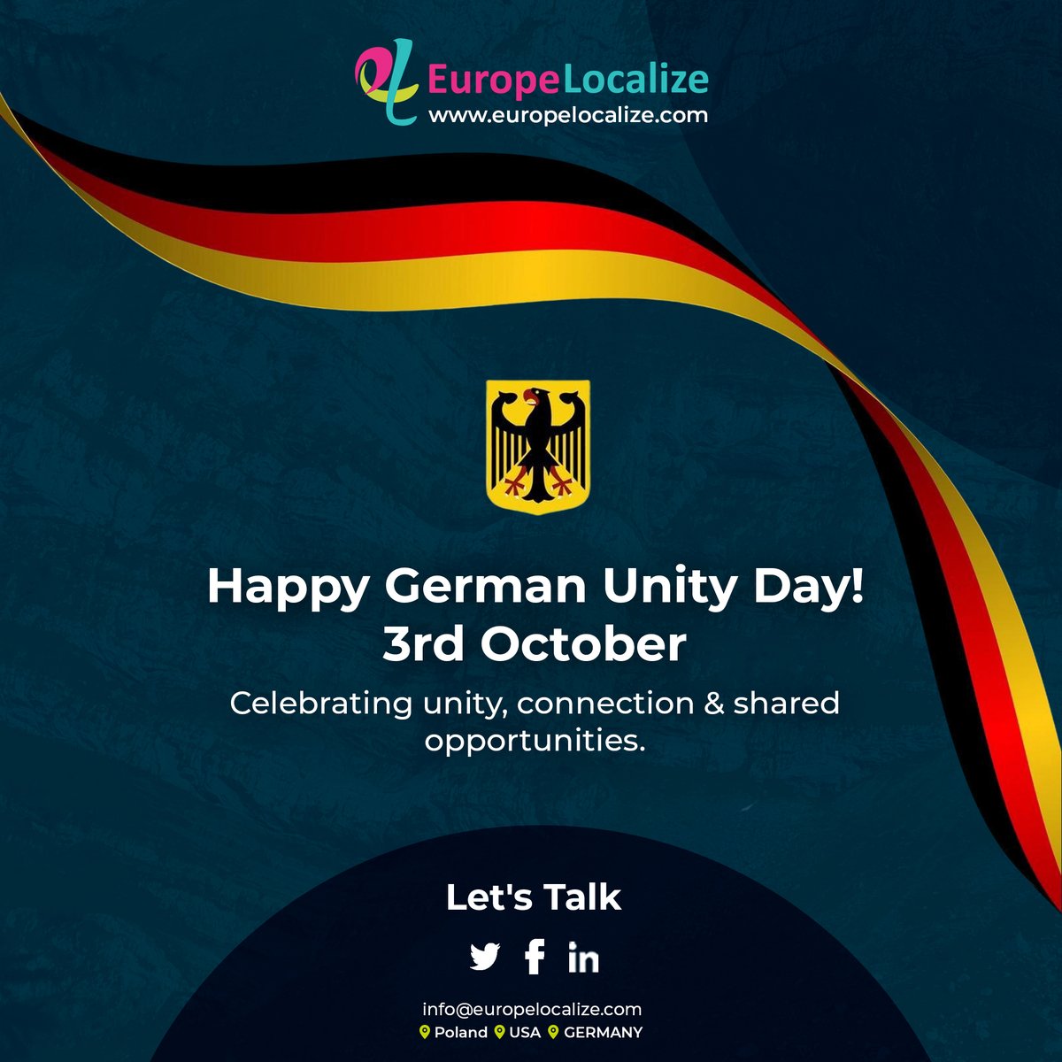 EuropeLocalize's tweet image. 🇩🇪✨ Happy German Unity Day! Unity builds bridges — and so does language.
👉 Hire Europe Localize for expert German translation services.
shorturl.at/PHsfb

#GermanUnityDay #EuropeLocalize #GermanTranslation