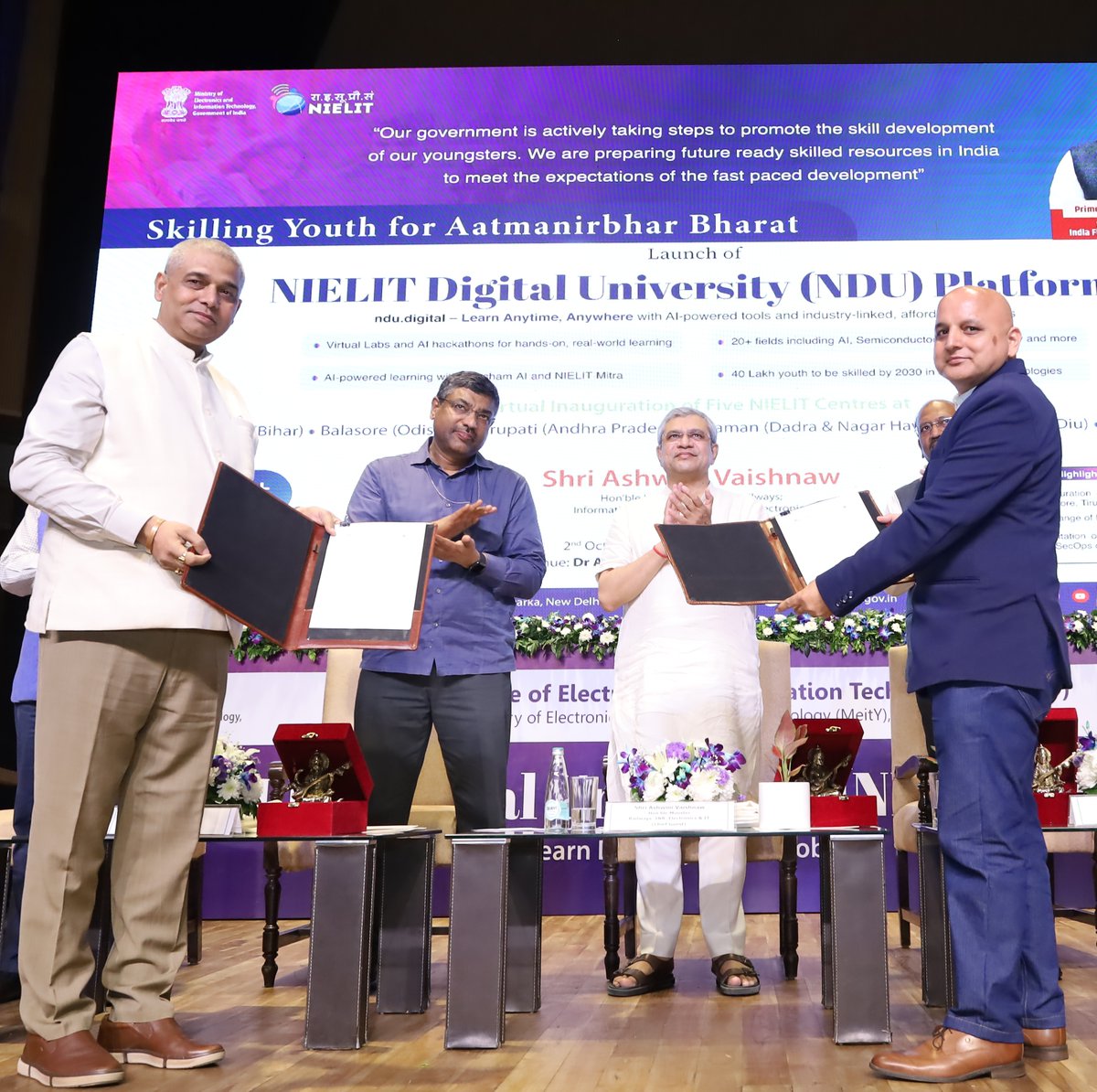 NIELITIndia's tweet photo. Strengthening India’s cyber resilience! 🔐✨ 
#NIELIT has joined hands with @zscaler in the presence of Hon’ble Union Minister Shri @AshwiniVaishnaw to provide cutting-edge #Cybersecurity training under the Zscaler Cyber Academy.
#DigitalIndia #NIELITdigitaluniversity https://t.co/K1RT4fTDoq