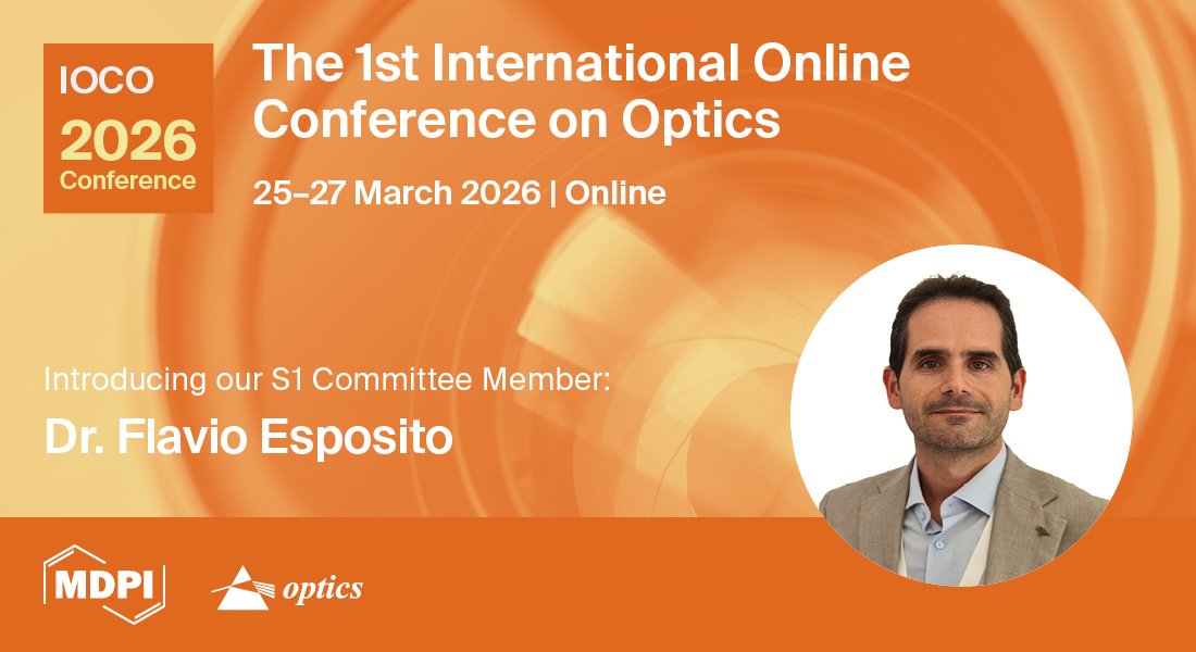 📢 Optics are excited to introduce our Section 1 "Biomedical Optics" Committee Member Flavio Esposito!

Interested in finding our more information about #IOCO2026?

🔗 Register for the conference here: lnkd.in/gvNiSwg3

#Optics #Conference #BiomedicalOptics