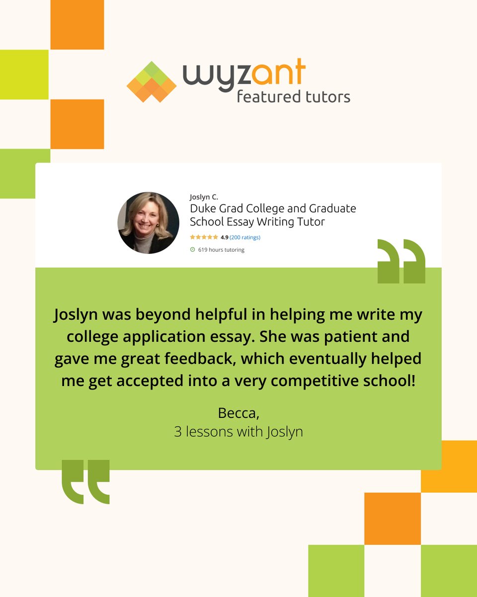With college application deadlines fast-approaching, Joslyn is here to help you craft a compelling personal statement. Schedule a session today and take a big step toward reducing college application stress—and enhancing your college essays. bit.ly/4gFjplE