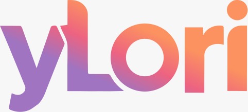 그라데이션 텍스트가 들어간 yLori 컬러풀 로고