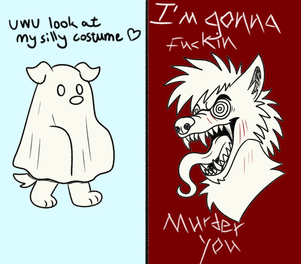 the two types of commissions furries get during spooky month