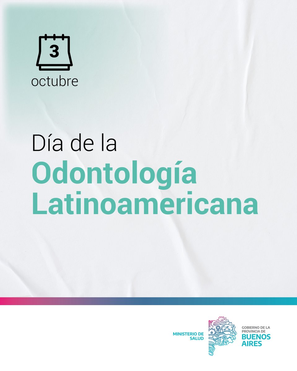 En este día, celebramos y reconocemos el rol fundamental de las y los odontólogos en la prevención y el cuidado de nuestra salud bucal, garantizando sonrisas sanas y bienestar integral para las y los bonaerenses.

¡Feliz día! 😁🪥