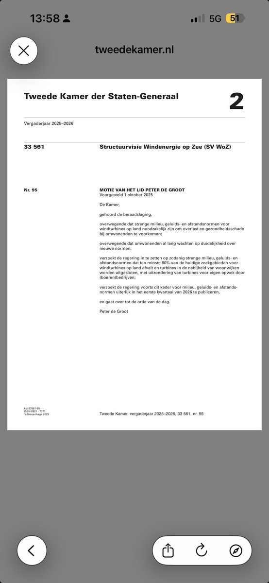 Motie voor strengere normen voor #windturbines aangenomen door Tweede Kamer. Goed dat de Tweede Kamer het belang van dergelijke normen inziet, en zich niet gek laat maken door de windlobby om deze te versoepelen. 

#windmolens #pauzeknop