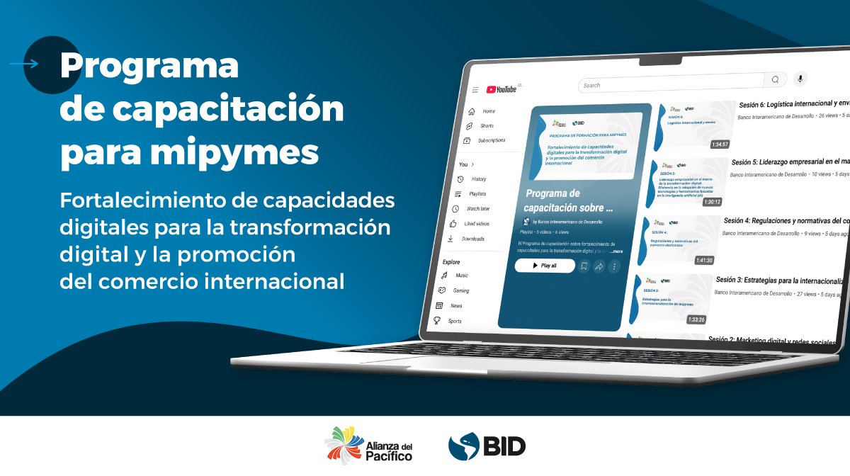 El mes pasado concluimos satisfactoriamente el curso “Fortalecimiento de capacidades digitales para la transformación digital y la promoción del comercio internacional”, organizado junto a la <a href="/A_delPacifico/">Alianza del Pacífico</a> .
Más de 800 participantes de #Chile, #Colombia, #México y #Perú