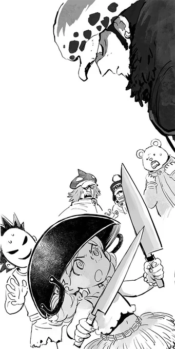 ワンピースマガジン20号掲載の公式スピンオフ小説 『LAW〜鬼哭の刻〜"の作者 坂上秋成先生のアカウントはこちらです まことにすみません! 私は扉絵と挿絵を描かせていただいており 女の子はハクガンの妹ナナギちゃんという小説版オリジナルキャラ 4枚目は第一話の挿絵です(19号掲載