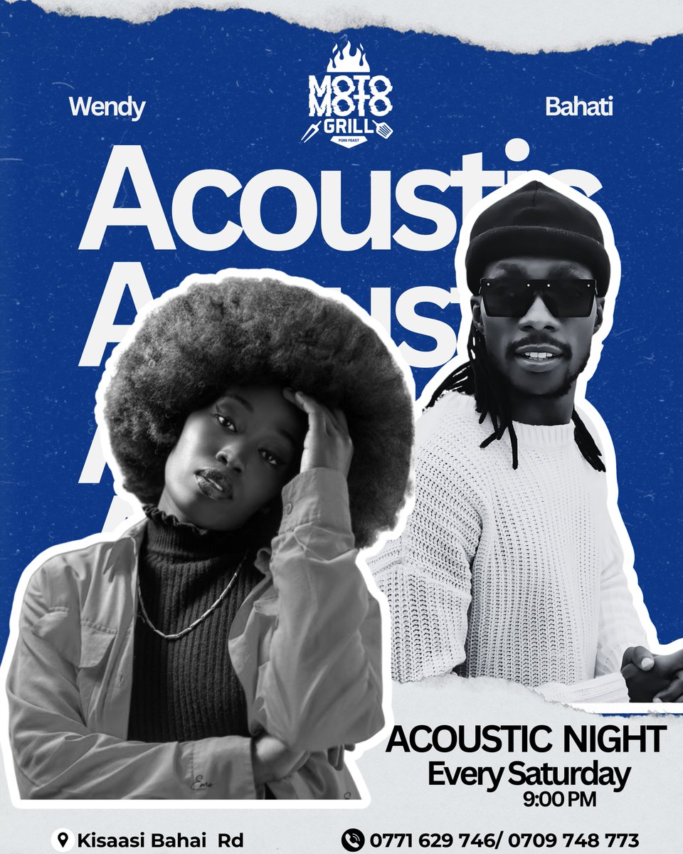 Wendy and Bahati are back with Acoustic Night at Moto Moto Grill, starting at 9:00PM. Same vibe, same delicious food, same ice cold beers and new beautiful memories. #acousticnight #motomotogrill