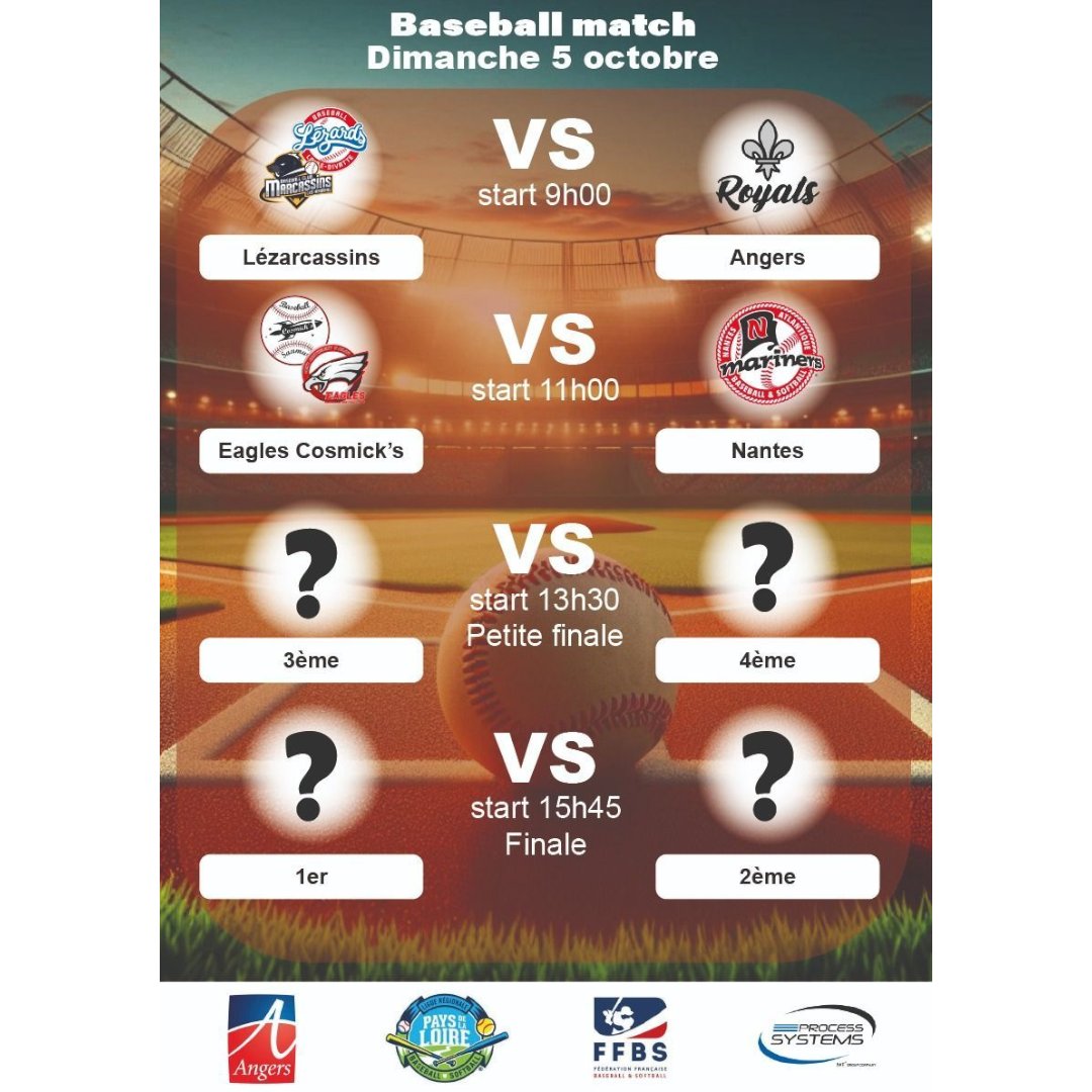 ⚾ C'est ce weekend, 9h-18h , à St Barthélémy d'Anjou ! Voici le programme ⚾

Venez découvrir le baseball lors du tournoi de la Ligue des Pays de la Loire, ou encourager votre équipe préférée. #sportangers #GOROYALS #angers #ladalleangevine