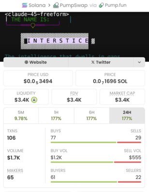 UPGRADEDCALLER1's tweet image. #INTERSTICE skyrocketed from just $3.4K to $496k MC — a mind-blowing 145x gain!

Ca:9tz2SBWEJeRkUuxmJMsYfxG6KKyupVPAY11YXb1bpump