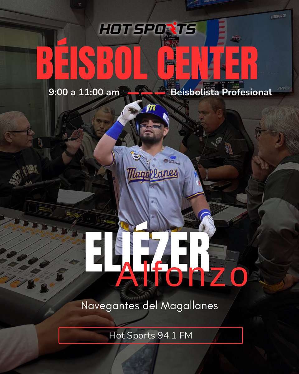 beisbolcenter's tweet photo. @fonzyjr50 será nuestro invitado de hoy a partir de las 9:00 am. No te lo puedes perder por @hotsports941 ⚾️🔥 https://t.co/3DsGivQK43