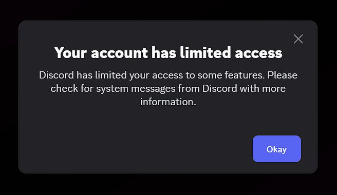 There’s currently a loophole on Discord where someone can edit their message to say “how many k!ds have you k*lled” after you’ve already replied to it. If your previous reply was something like “yes” or even just a number, your account can get wrongfully terminated.

I really
