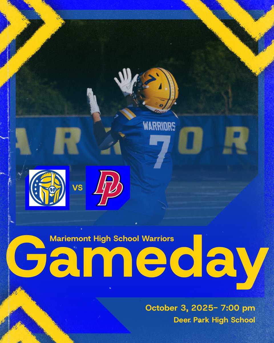 🚨Week 7🚨

🆚Deer Park Wildcats

⏰ 7:00pm

📍Deer Park High School

#GoWarriors
#faMily
