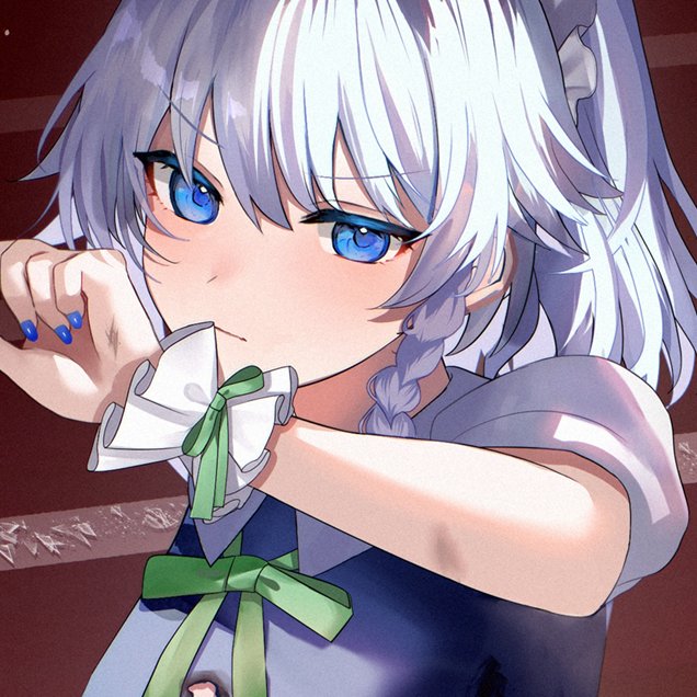 十六夜咲夜 「白石ことりさん()主催の #東方照れ顔合同 にて咲夜さんを描かせていただきました」|咲崎さきp🦄🦛@春季例大祭え41abのイラスト
