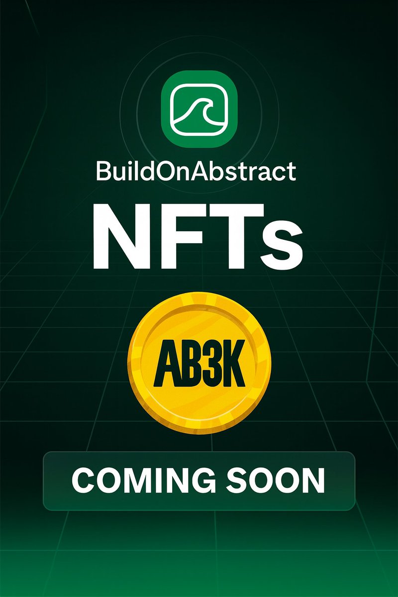 BuildOnAbstract's tweet photo. 🚀 AB3K is coming
Our first 3,000-piece cultural NFT collection — built on @AbstractChain, launching soon on @opensea.
We’re an independent studio crafting on-chain culture. Stay tuned.

#BuildOnAbstract #Abstract https://t.co/B9xEcDxmL3