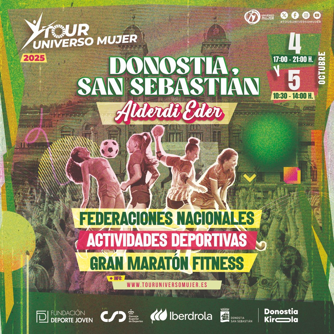 📍 Este fin de semana San Sebastián acoge una nueva cita del <a href="/Tour_UM/">Tour Universo Mujer</a> #TourUniversoMujer
 
📌 El squash estará presente y dándose a conocer gracias a la colaboración de <a href="/luralaisquash/">luralaisquash</a>  

#Squash #SquashEsp <a href="/fundaciondepjov/">Fundación Deporte Joven</a>  <a href="/iberdrola/">Iberdrola</a>  <a href="/deportegob/">CSD</a>  <a href="/donostia_kirola/">Donostia Kirola</a>