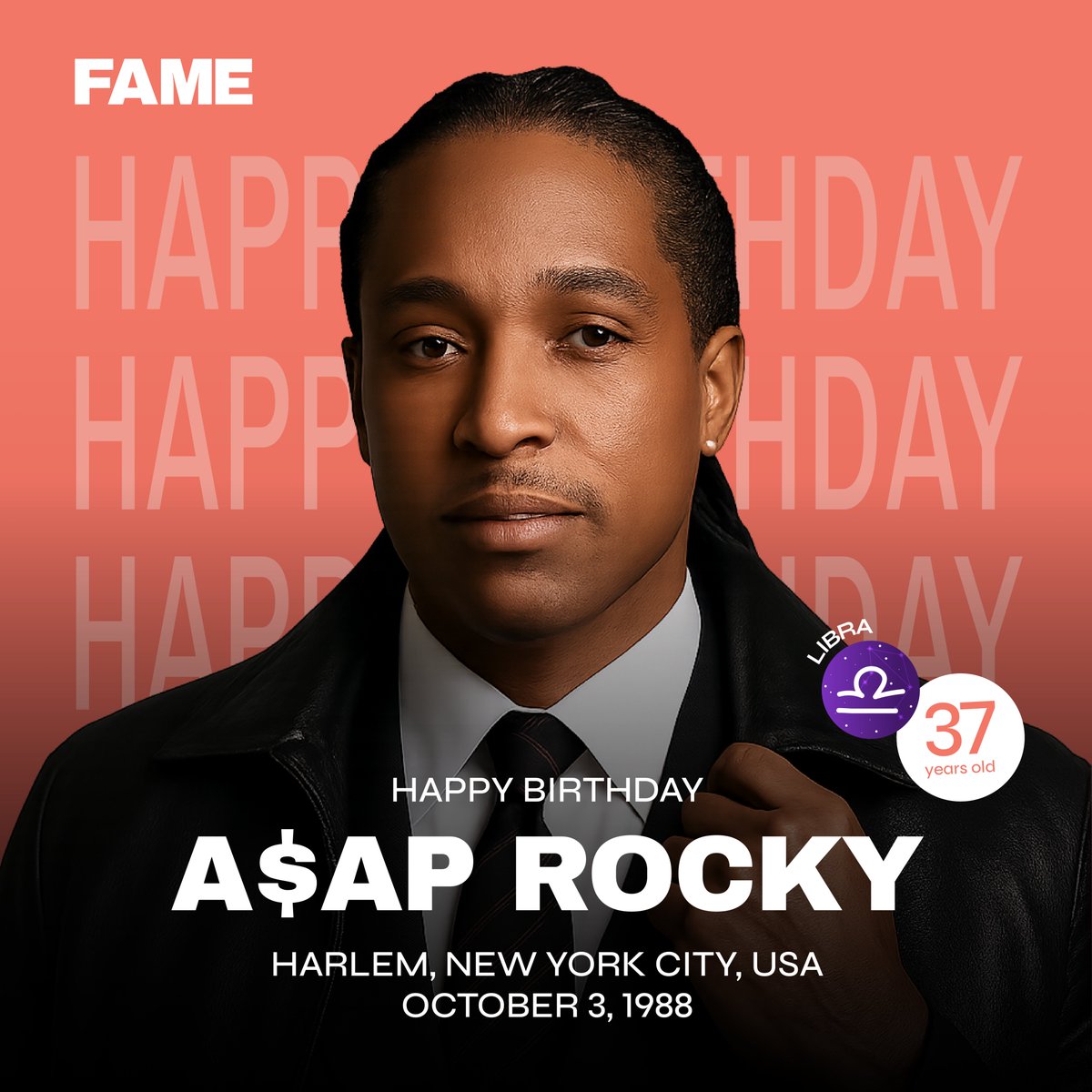 getfamemag's tweet photo. Happy Birthday, A$AP Rocky! Always ahead of the curve in fashion and rap. 

#ASAPRocky #FAME #FAMEMAG #FAMEMAGAZINE https://t.co/9FyBZh35H5