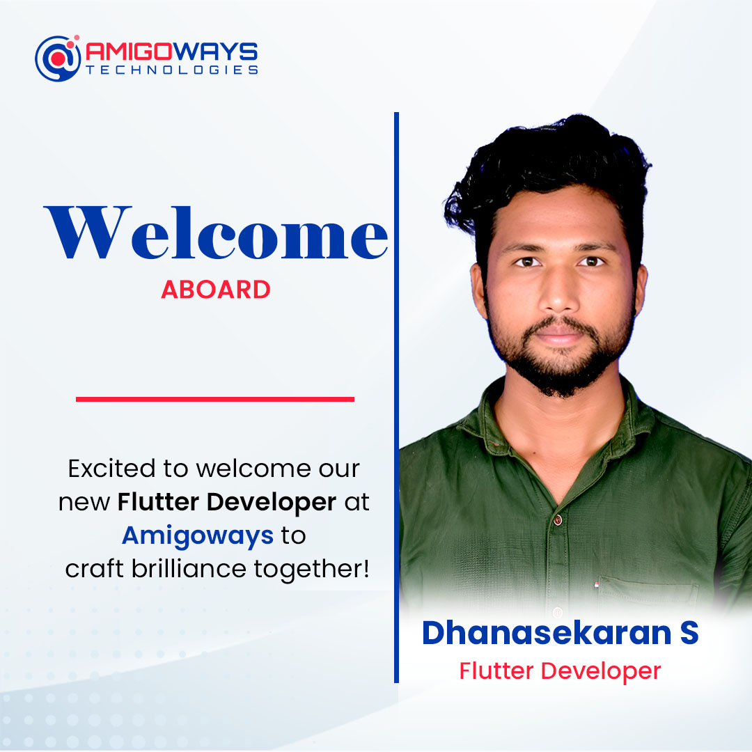amigoways's tweet image. 🚀 A warm welcome to Dhanasekaran S, our new Flutter Developer, and Jesinth Kumar S, our new Full Stack Developer, joining the @Amigoways family! 💙

#Amigoways #WelcomeOnBoard #FlutterDeveloper #FullStackDeveloper #TeamAmigoways #TechInnovation #DigitalSuccess