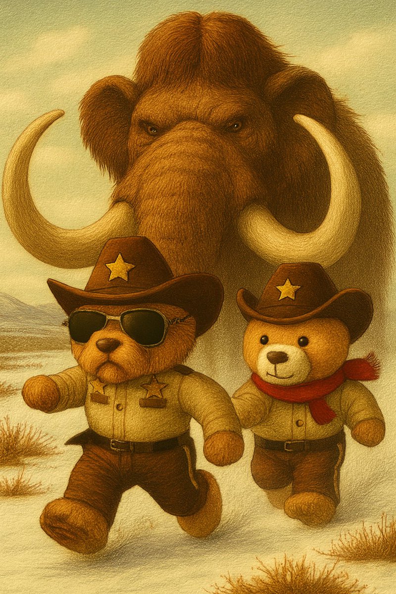 Thebearofthelaw's tweet photo. I sometimes despair of Sergeant Stern, as my longest serving officer, you would think I could safely entrust Deputy Ben to him for a little bit of on the job training. Well it appears I was incorrect.

#Wollymammoth #Lawenforcement #AdventureAwaits #storytime https://t.co/B0MxslLuW4