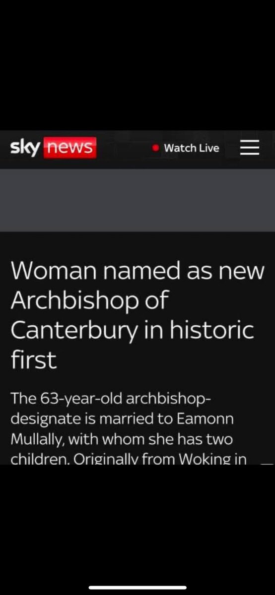 DawnLMCooper's tweet photo. @SkyNews Well done Sky News, you've managed to report the new Archbishop of Canterbury without saying her name, but apparently her husband's name is key information. Fucking morons https://t.co/XXSMbNiWes