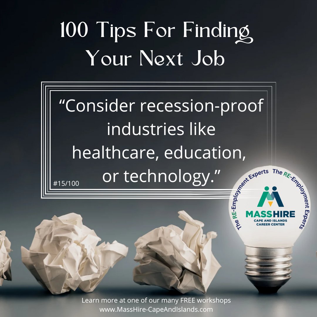MasshireCICC's tweet photo. 100 Tips For Finding Your Next Job! Learn more helpful tips at our free workshops:  https://t.co/yBpG1JYIJW
#GetHired
#NewJob
#MassHire https://t.co/kxZTQJQwww