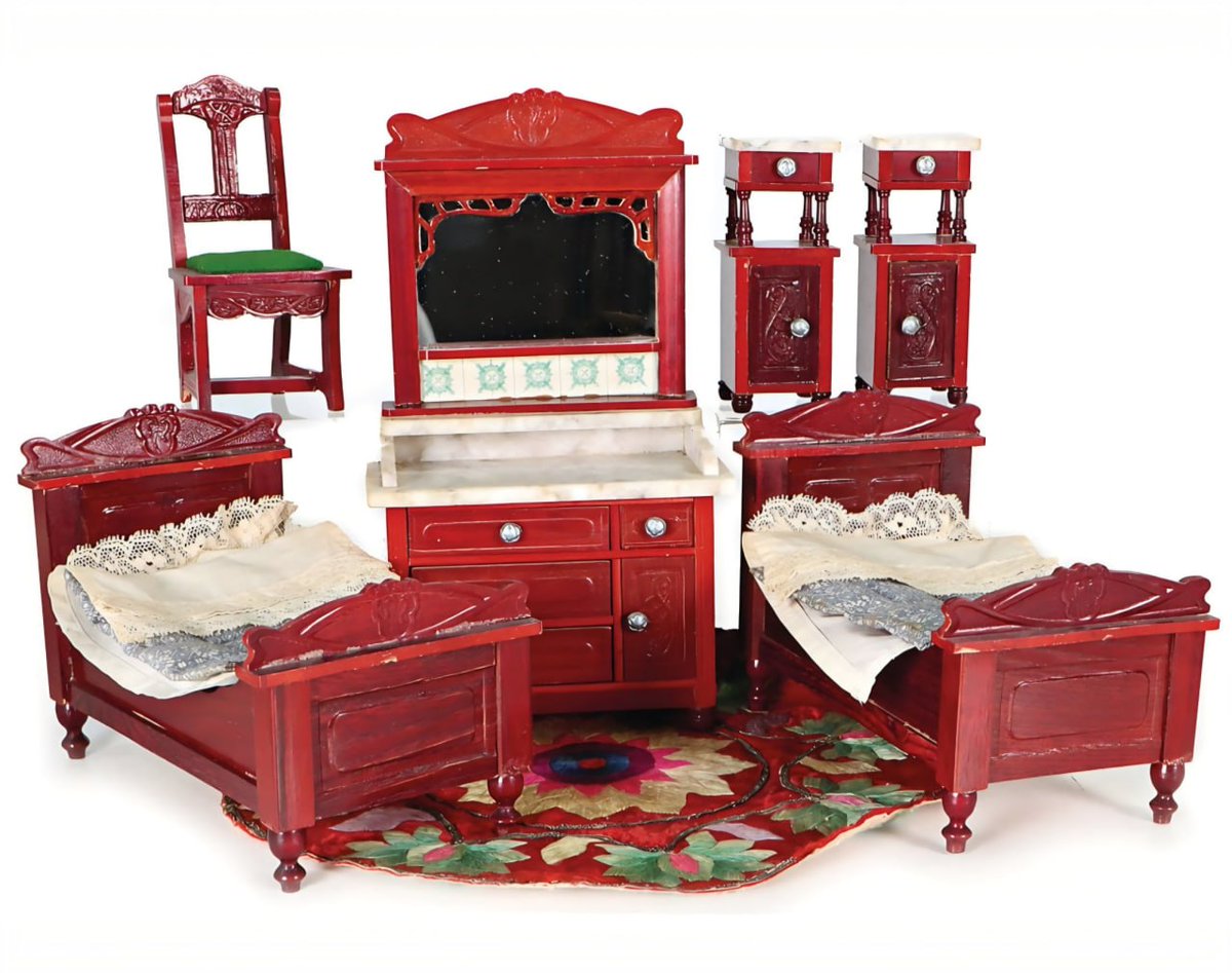 Art Nouveau dollhouse furniture (German: Jugendstil), circa 1910, Germany
