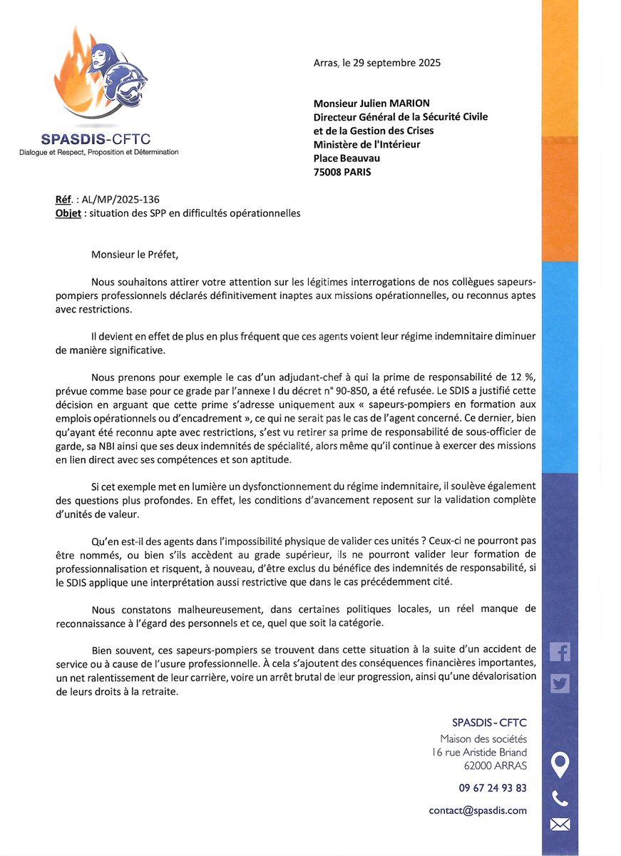 pompiers_cftc's tweet image. 🚨🧑‍🚒🚒 #SPP en difficultés opérationnelles : le #SPASDIS sollicite la #DGSCGC afin que nos #pompiers cassés ne soient pas les oubliés des #SDIS. 
🤬 Ils sont trop souvent injustement écartés et mis au rebut 😤
#securitécivile #CFTC