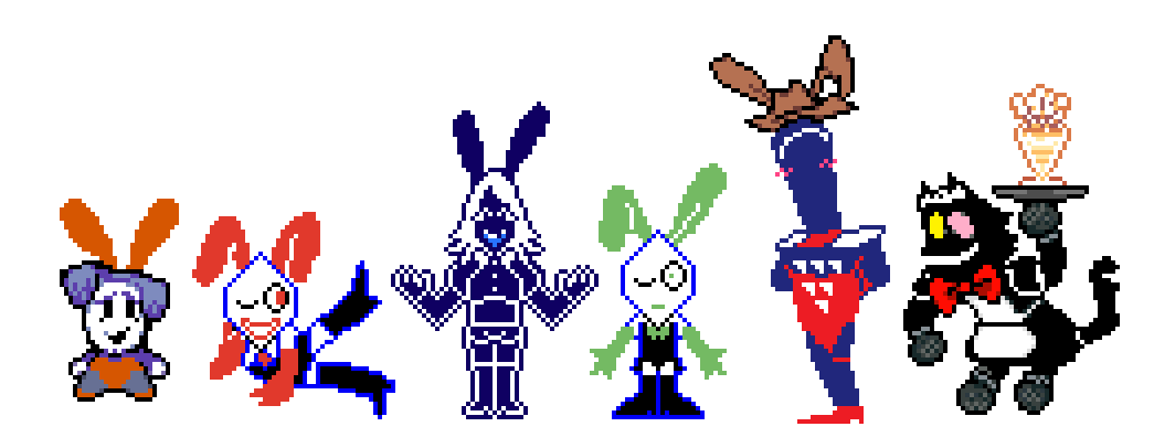 I got bored so I put more of them on bunny suits #battat #jongler #pluey #rouxlskaard #ramb #pippins
