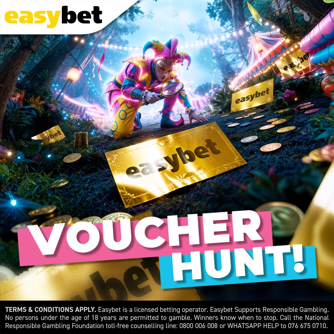 Easybet_SA's tweet image. 🤹 The Jester is loose at Spintober Fest! 🎁👀

But will you beat him to the vouchers?

1️⃣ Fifteen R50 vouchers will be hidden on the Playbook site → bit.ly/eb-gvh

2️⃣ They appear TONIGHT at 5PM SAST — only then can you start hunting!

3️⃣ It’s first-come, first-served.…