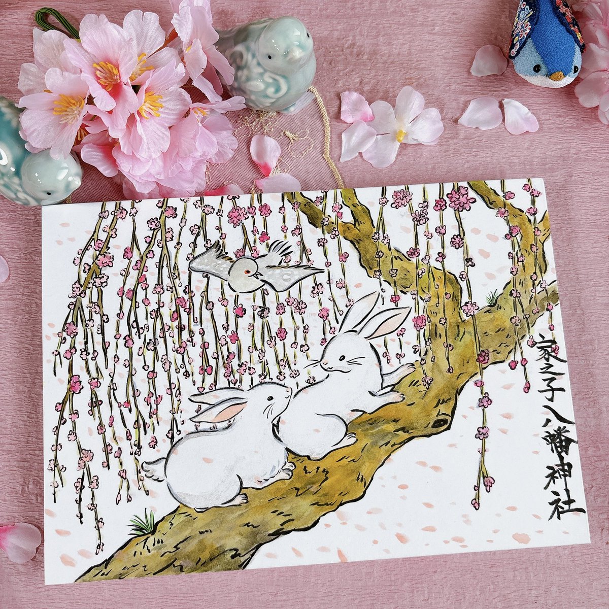 🌸表紙・裏表紙をお描きした御朱印帳🕊️🌸