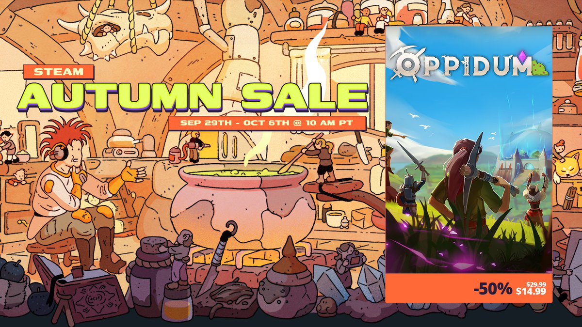 Attention adventurers! ⚔️🛡️
🎮 Looking for a gaming plan for the weekend?

#Oppidum, the 1-4p survival adventure, driven by its story, is on sale: 50% OFF!

👉 store.steampowered.com/app/2115760/Op…